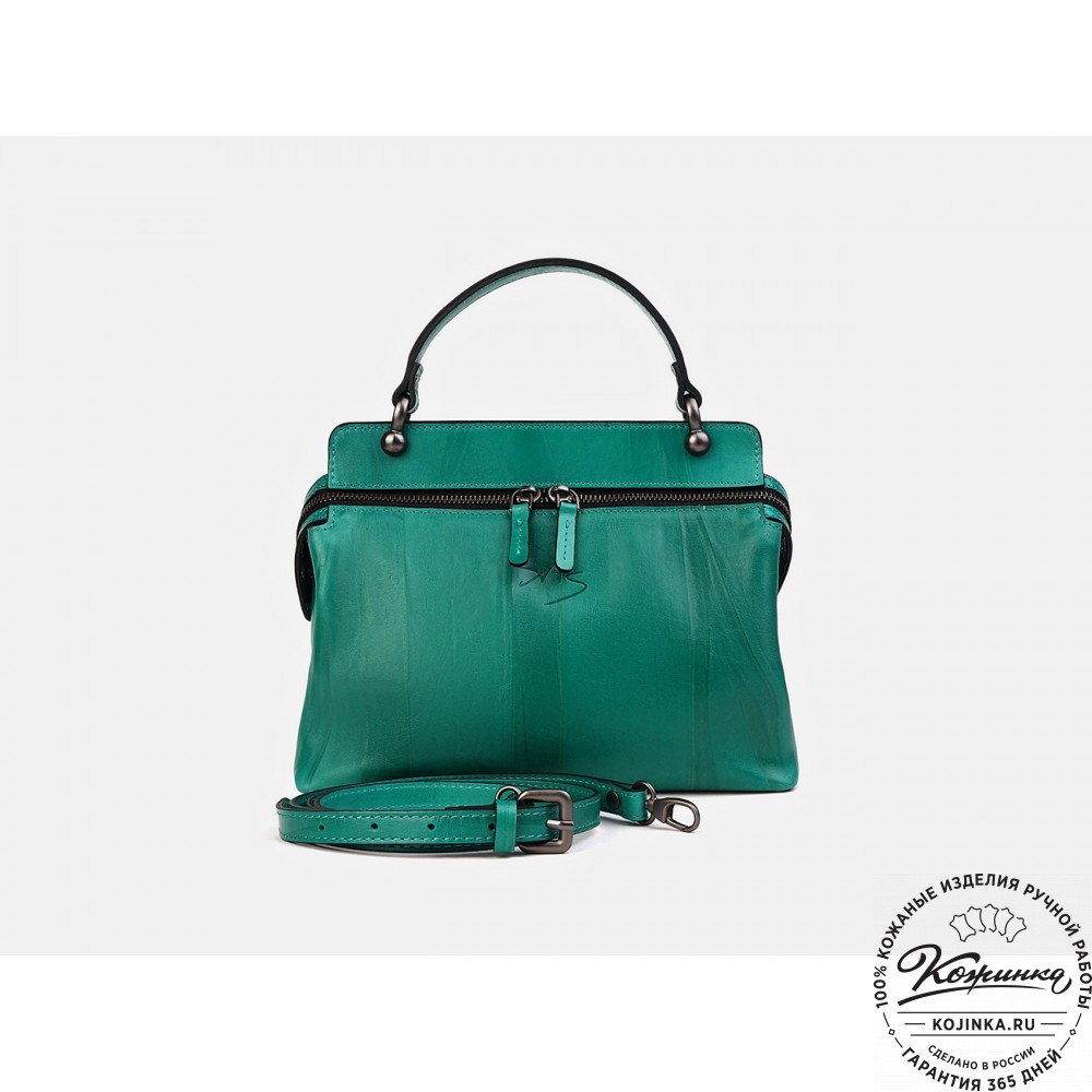 Женская кожаная сумка "Орнелла" (зелёная)